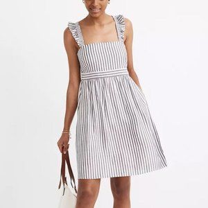 Madewell Striped Ruffle-Strap Empire Dress 12 NWT